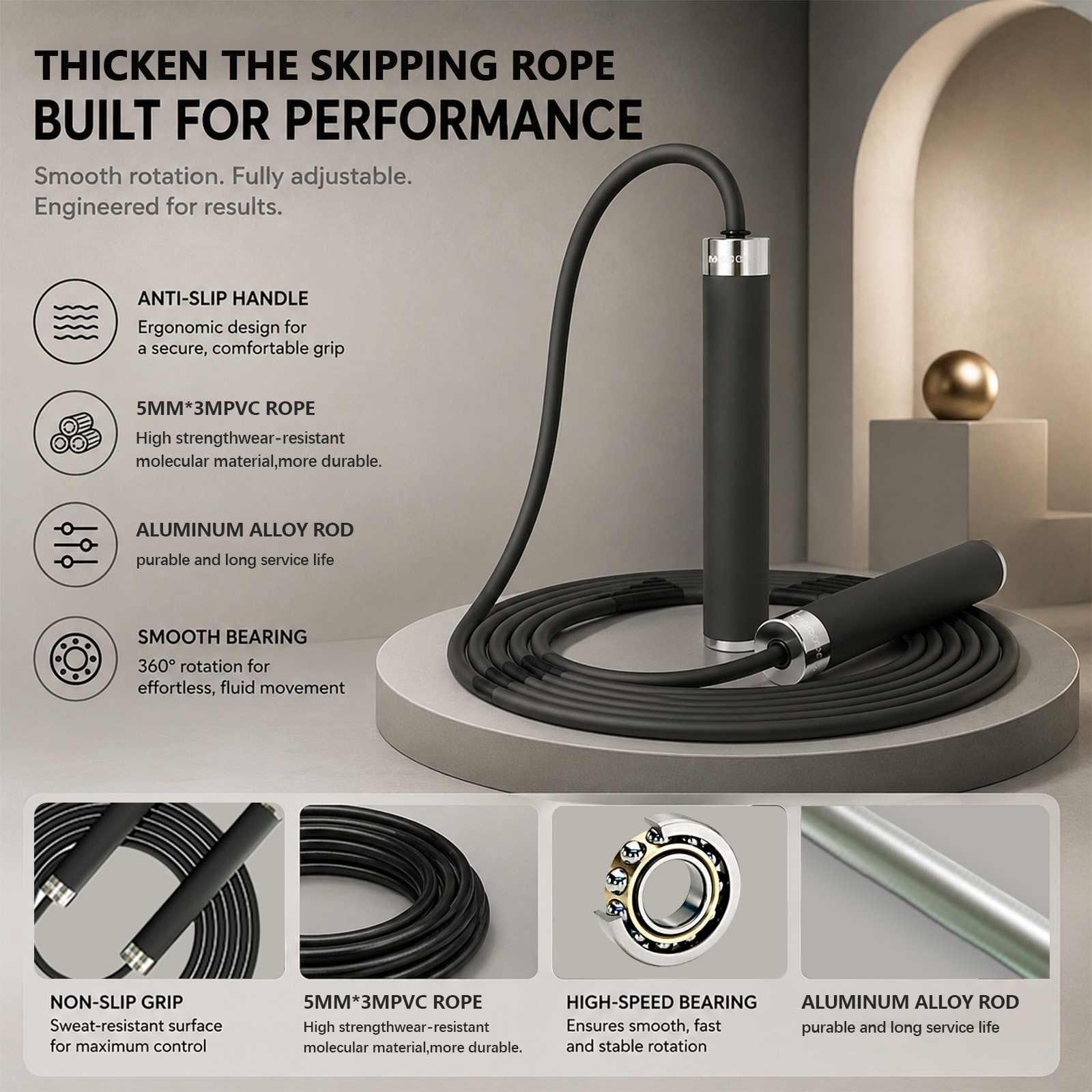 Skipping Rope Pvc - حبل قفز للملاكمة والرياضة والتمارين للبالغين